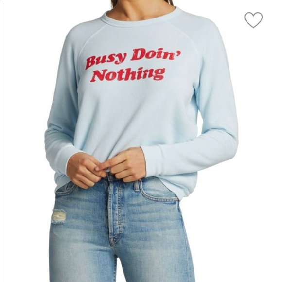 MOTHER Tops - MOTHER Busy Doin Nothing light blue crew neck sweatshirt Sz XS